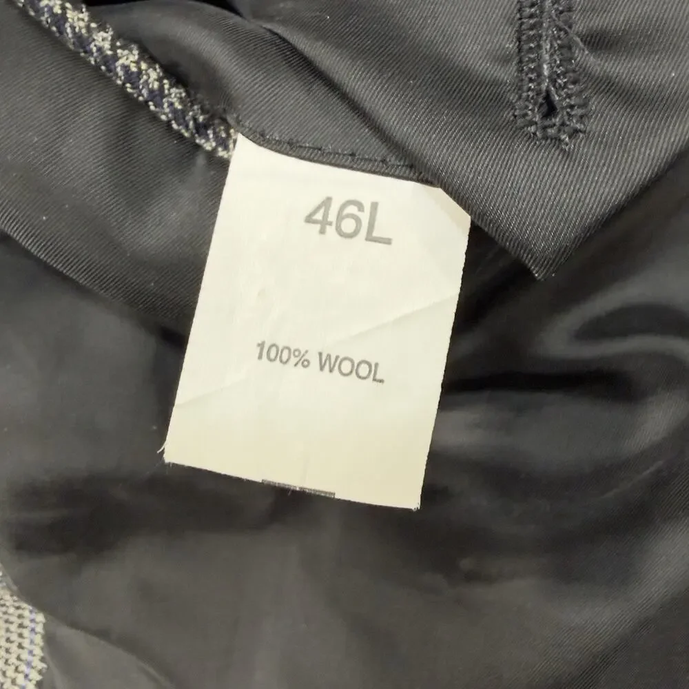 Jos A Bank Traveler Sport Coat Men's 46L Tailored Fit Gray Plaid Wool Two Button